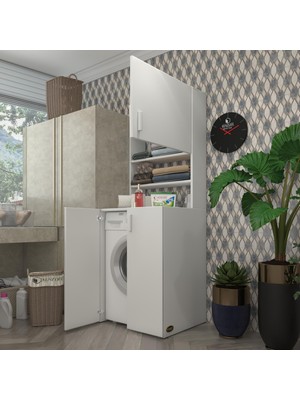 Kenzlife çamaşır makinesi dolabı kasparov byz 180*066*55-20 banyo kapaklı arkalıksız