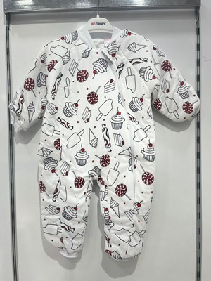Uğurböceğiçocuk Elyaflı ve Fermuarlı  Şeker Dondurma Desenli Kışlık Çocuk Uyku Tulumu Unisex