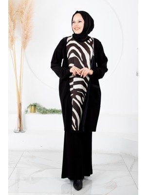 Zebra Detaylı Misswenche Tunik Siyah 34037