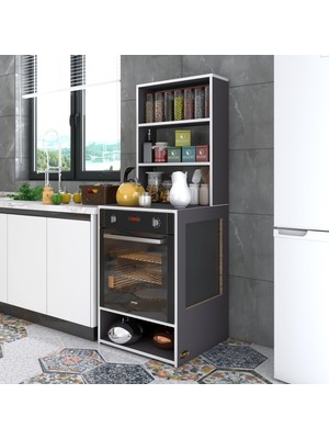 Kenzlife ankastre fırın dolabı ismihan gri 165*60*56 mutfak raflı