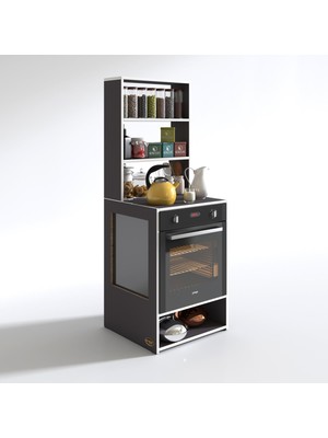 Kenzlife ankastre fırın dolabı ismihan gri 165*60*56 mutfak raflı