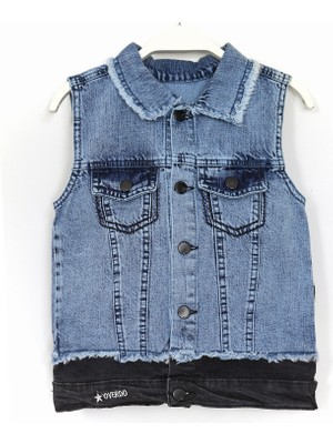 DobaKids Cep Detaylı Gömlek Yaka Kız Çocuk Kot Yelek 001-0001936