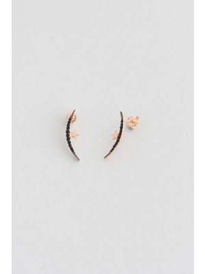 So CHIC Ay ve Yıldız 18 Ayar Rose Altın Kaplama Gümüş Küpe