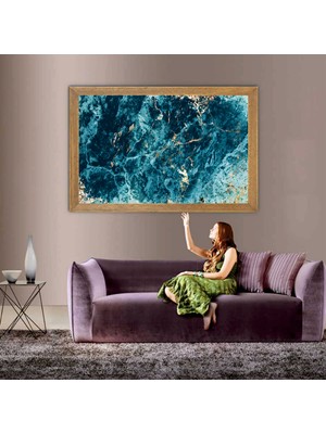Lioncraft Mermer Desenli Tablo, Çerçeveli Cam Tablo 20 x 30 cm