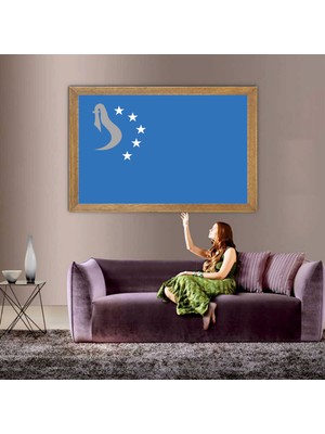 Lioncraft Hazar Imparatorluğu Devleti Bayrağı  Tablo, Çerçeveli Cam Tablo 30 x 45 cm