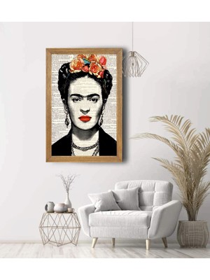 Lioncraft Ressam Frida Kahlo  Tablo, Çerçeveli Cam Tablo 30 x 45 cm