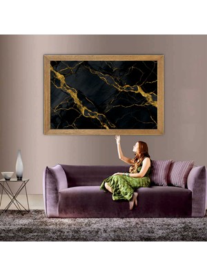 Lioncraft Mermer Desenli Tablo, Çerçeveli Cam Tablo 20 x 30 cm