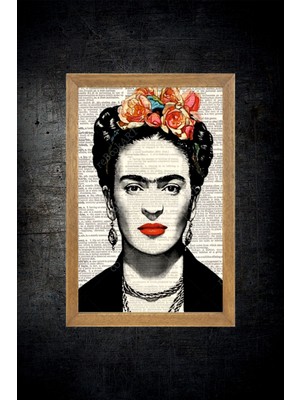 Lioncraft Ressam Frida Kahlo  Tablo, Çerçeveli Cam Tablo 20 x 30 cm