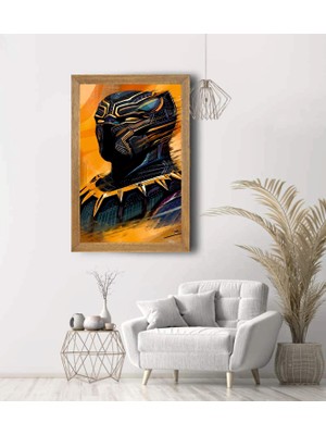 Lioncraft Marvel Black Panther Tablo, Çerçeveli Cam Tablo 30 x 45 cm