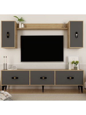 Demonte Decor Hira 180 cm Tv Ünitesi Takımı Safirmeşe-Antrasit