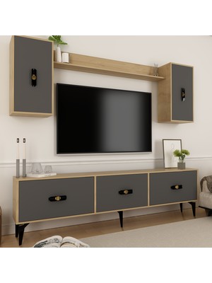 Demonte Decor Hira 180 cm Tv Ünitesi Takımı Safirmeşe-Antrasit