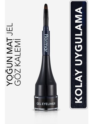 Flormar 002 Lacivert Yoğun Pigmentli Gel Eyeliner Mini Fırçalı Mat 32000066-002 Gün Boyu Kalıcı