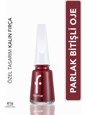 Flormar Klasik Parlak Bitişli Yüksek Pigmentli Kırmızı Oje 416 Straight Red 8682536036047