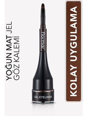 Flormar-Yoğun Jel Dokulu ve Yüksek Pigmentli Gel Eyeliner Mini Fırçalı Mat Eyeliner (003 Kahve) 8690604591893
