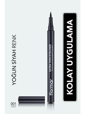 Flormar Ultra İnce Mat Göz Kalemi - Yüksek Pigmentli, Akma ve Bulaşma Yapmayan Siyah 001 (1 Adet)
