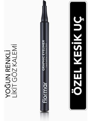 Flormar Graphic Eyeliner Yoğun Renkli Kesik Uçlu 001 Black Kolay Uygulama 8690604478507