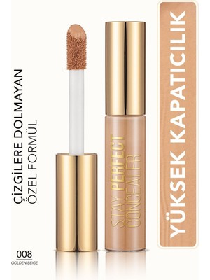 Stay Perfect Yüksek Pigmentli & Yarı Mat Bitişli Likit Kapatıcı (008 Golden Beige) 8682536085588