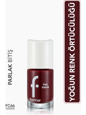 Flormar Full Color Yoğun Pigmentli Parlak Oje FC66 Cinnamon 8690604497652 Yoğun Renk Örtücülüğü