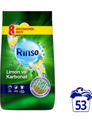 Rinso Toz Çamaşır Deterjanı Limon ve Karbonat Renkliler ve Beyazlar İçin 8 KG