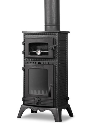 Flame Stove FS-053 Majör Tek Camlı Kuzineli Döküm Soba