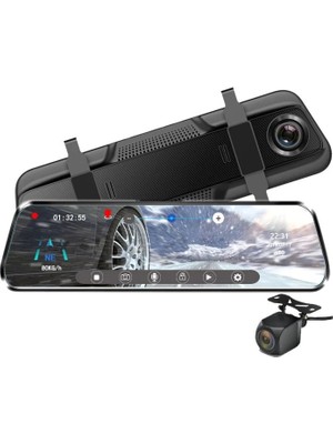 Twogo RV900-F /GO900-F Dikiz Ayna Geri Görüş Kamerası Yol Kayıt Kamerası 2 Kanal Kayıt 64GB Sd Kart Destekli