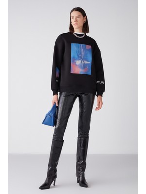 Blur Oversize Siyah Sweatshirt