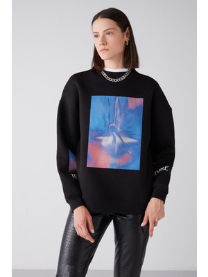 Blur Oversize Siyah Sweatshirt