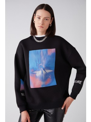 Blur Oversize Siyah Sweatshirt