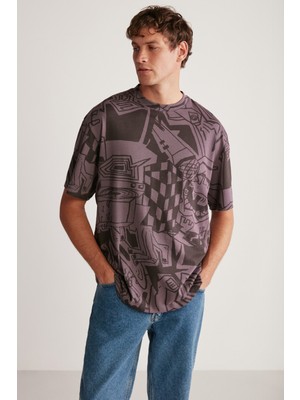 Lenard Oversize Mor T-Shirt