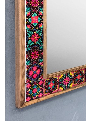 Tekno Trust Masif Çerçeveli Mozaik Taş Ayna 43 cm x 63 cm (Morocco-Etnik Desen)