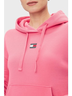 Tommy Jeans  Pamuklu Regular Fit Kapüşonlu Kanguru Cepli Sweat Bayan Sweat DW0DW17326 Tha