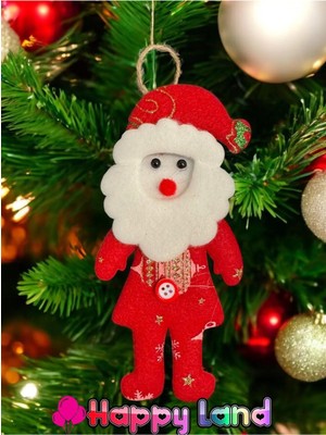 Happyland Yılbaşı Ağacı Süsü Noel Baba Peluş Model Asma Süs 17 cm Noel Dekor