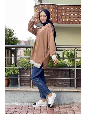 Xsay Desenli Tunik Camel