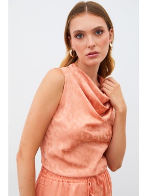 Degaje Yaka Kolsuz Bluz - Somon