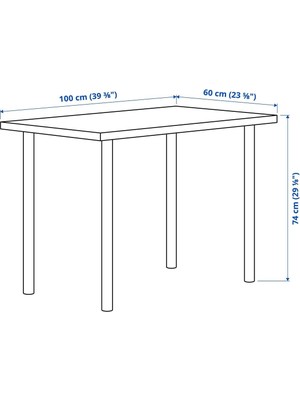 IKEA Çalışma Masası, Koyu Gri-Beyaz, 100 x 60  cm