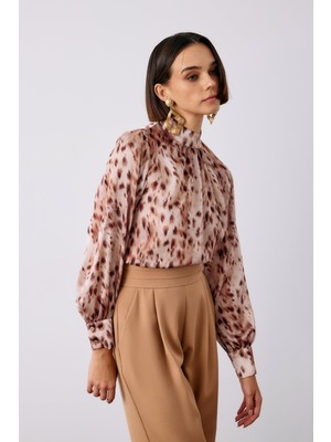 Büzgü Detaylı Bluz - Vizon