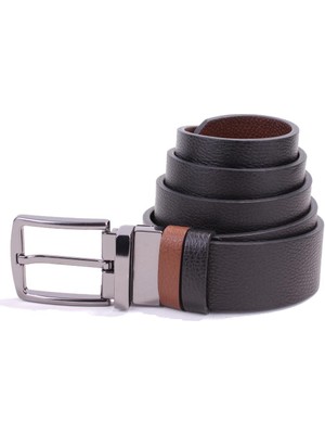 Dagoster DMK26-465DG Siyah Taba 4 cm Çift Taraflı  Deri Erkek Kemer