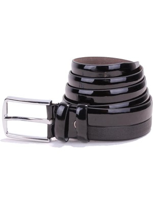 Dagoster DMK26-304 Siyah Rugan 3,5 cm Suni Deri Erkek Kemer