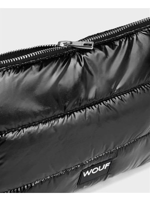 Wouf Clutch, El Çantası Pouch Quilted Line Black Glossy