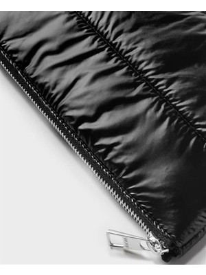 Wouf Clutch, El Çantası Pouch Quilted Line Black Glossy