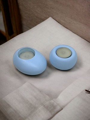 Drop&spot Minimal Dekoratif Beton Tealight Mumluk 2'li Set Baby Blue