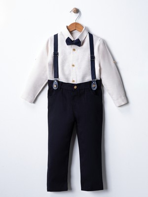 Erkek Bebek&çocuk Takım Elbise Papyon ve Salopetli 4'lü Set