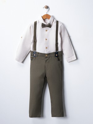 Erkek Bebek&çocuk Takım Elbise Papyon ve Salopetli 4'lü Set
