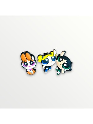 Birikiyedi Spor Ayakkabı Bağcık Jibbitz / Charm / Süsü Powerpuff Girls 3 Lü Set