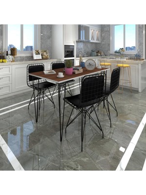 Kenz Life  Knsz Masa Sandalye Takımı HEM75MAZLUM Cvzsyh 130*070 Sm 4 Sandalye Syhsyh Sırt Minderli