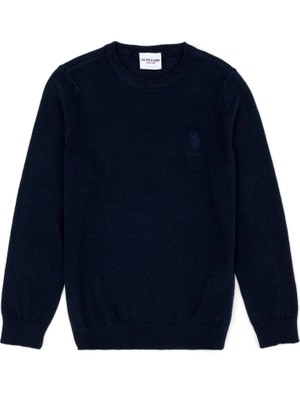 U.S. Polo Assn. Erkek Çocuk Lacivert Triko Düz Yaka Slim Fit Günlük Kullanım İçin 50269415-VR033