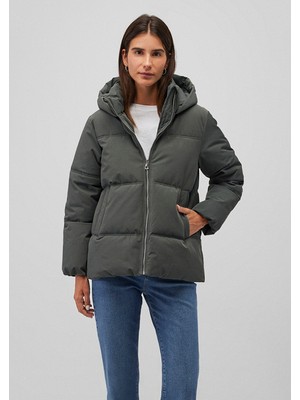 Mavi Kapüşonlu Yeşil Şişme Mont 1110445-71598