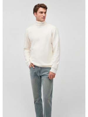 Mavi Boğazlı Beyaz Kazak 0710196-80194