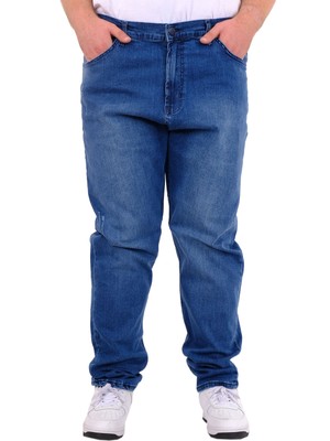 Mode Xl Büyük Beden Erkek Klasik Kot Pantolon Mark 21920D Açık Mavi