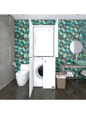 Kenzlife  çamaşır-kurutma makinesi dolabı kapaklı jelena byz 180x70x60 banyo çift katlı